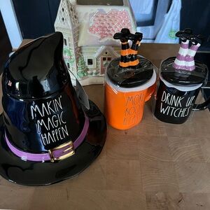 Rae Dunn Halloween Witch Hat Cookie Jar and Mug Set
